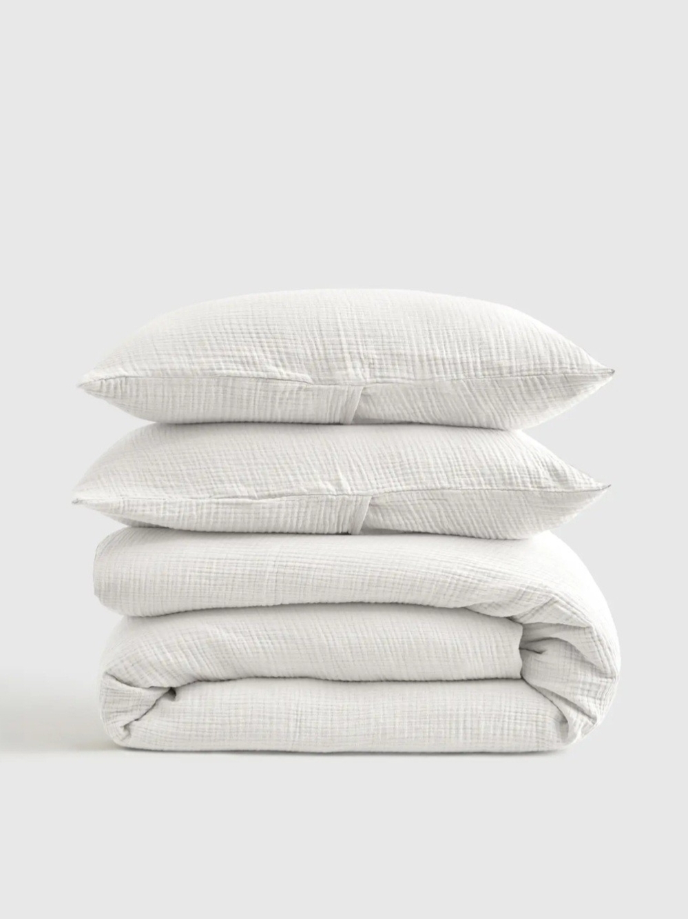 NWT Quince Organic King White Cotton Airy Gauze Duvet Cover 3 Pc Set